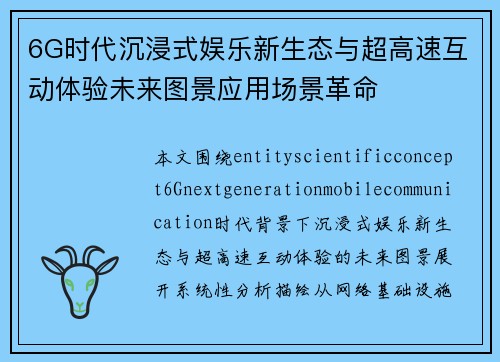 6G时代沉浸式娱乐新生态与超高速互动体验未来图景应用场景革命